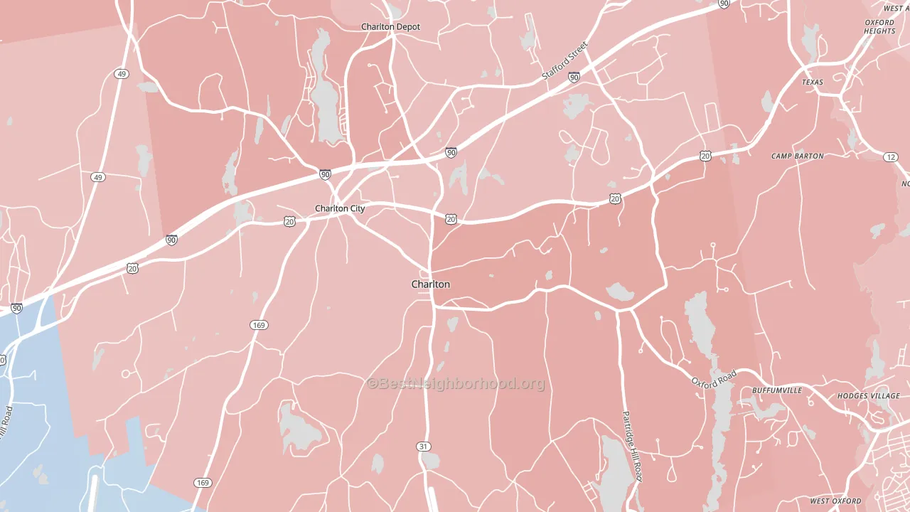 Charlton, MA block-group political-lean map