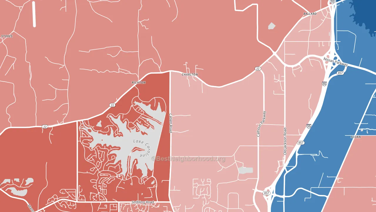 Charlton, MS block-group political-lean map