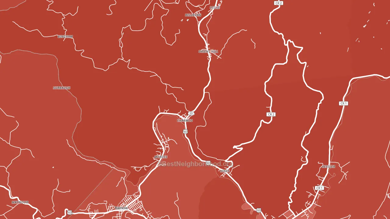 Charmco, WV block-group political-lean map