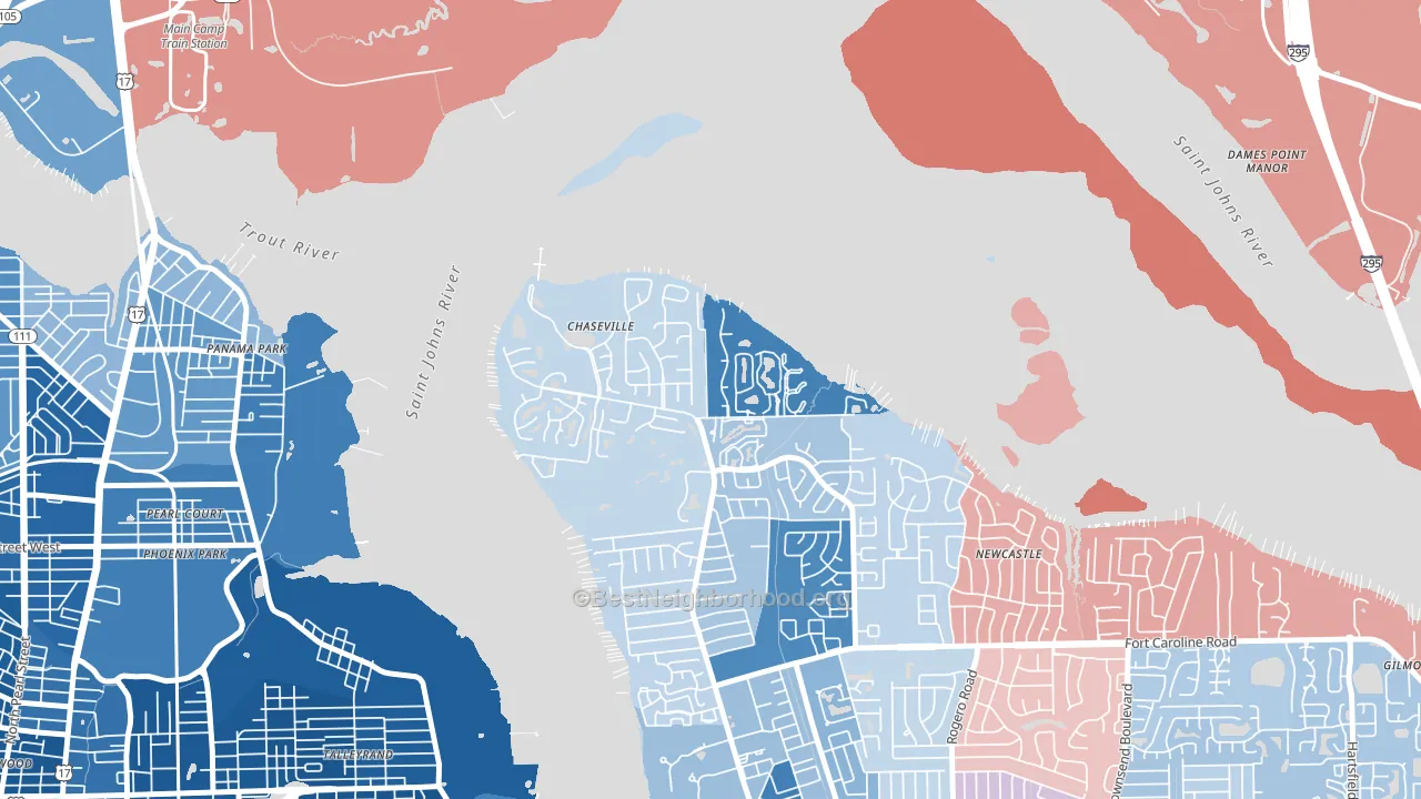 Charter Point, Jacksonville, FL block-group political-lean map