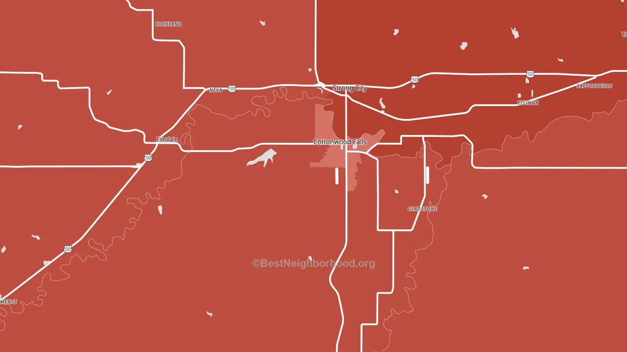 Chase County, KS block-group political-lean map