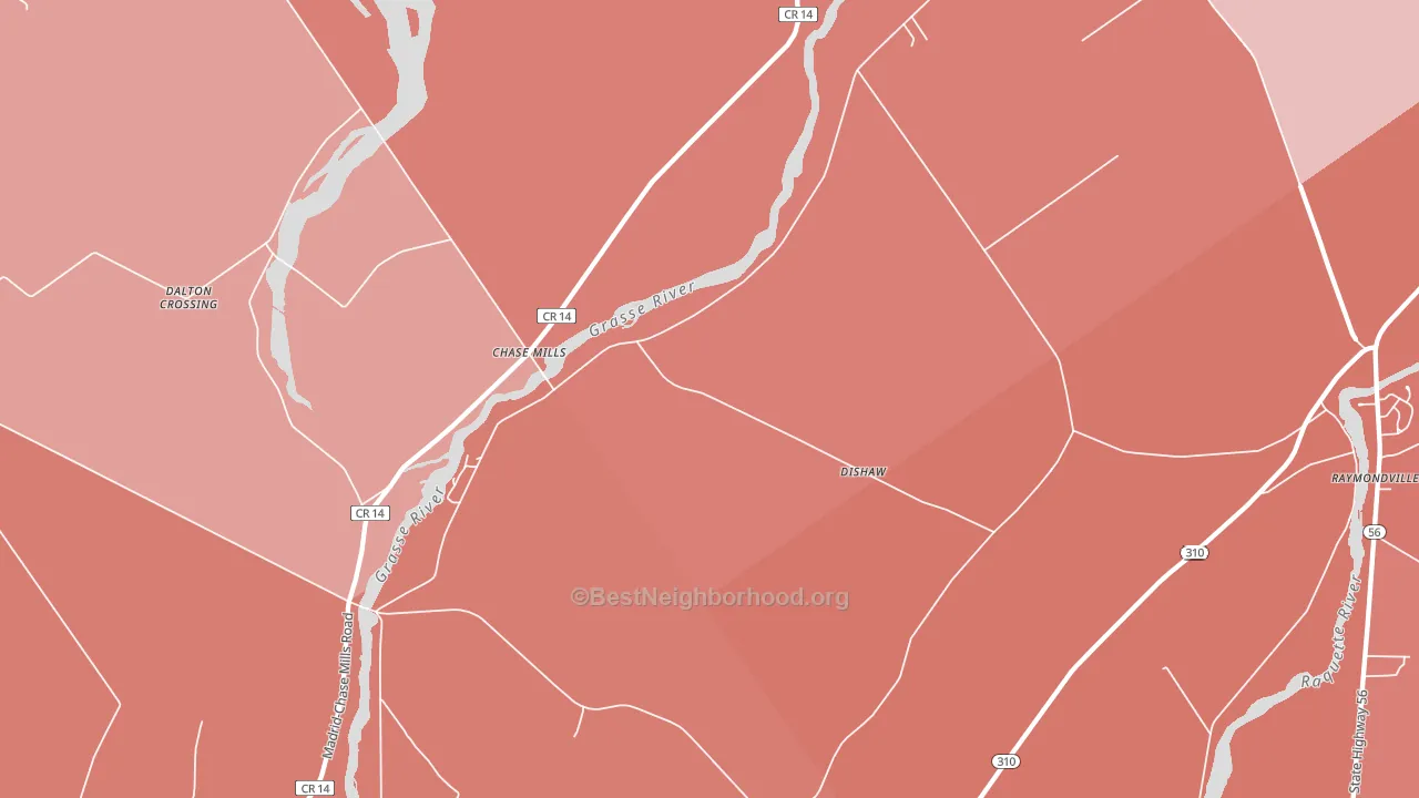 Chase Mills, NY block-group political-lean map