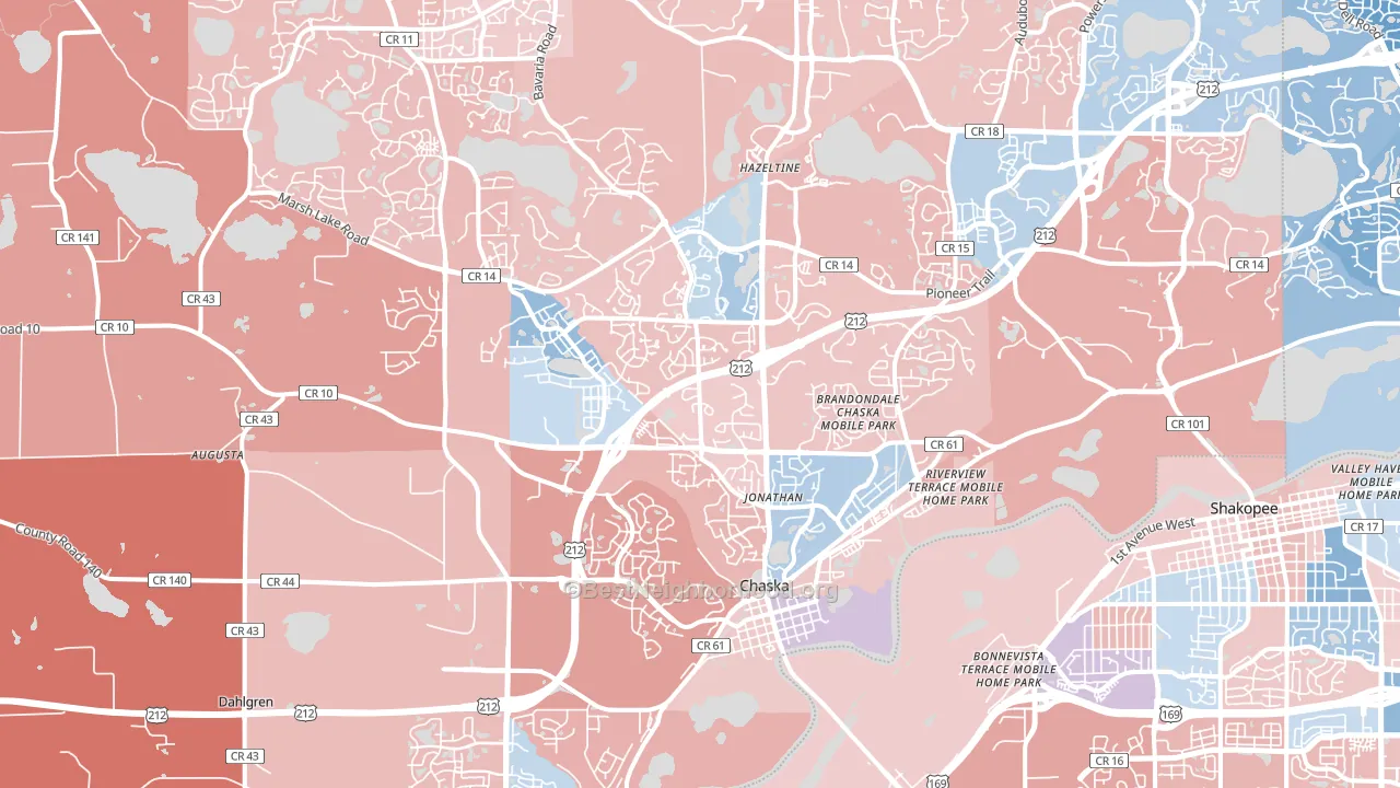 Chaska, MN block-group political-lean map