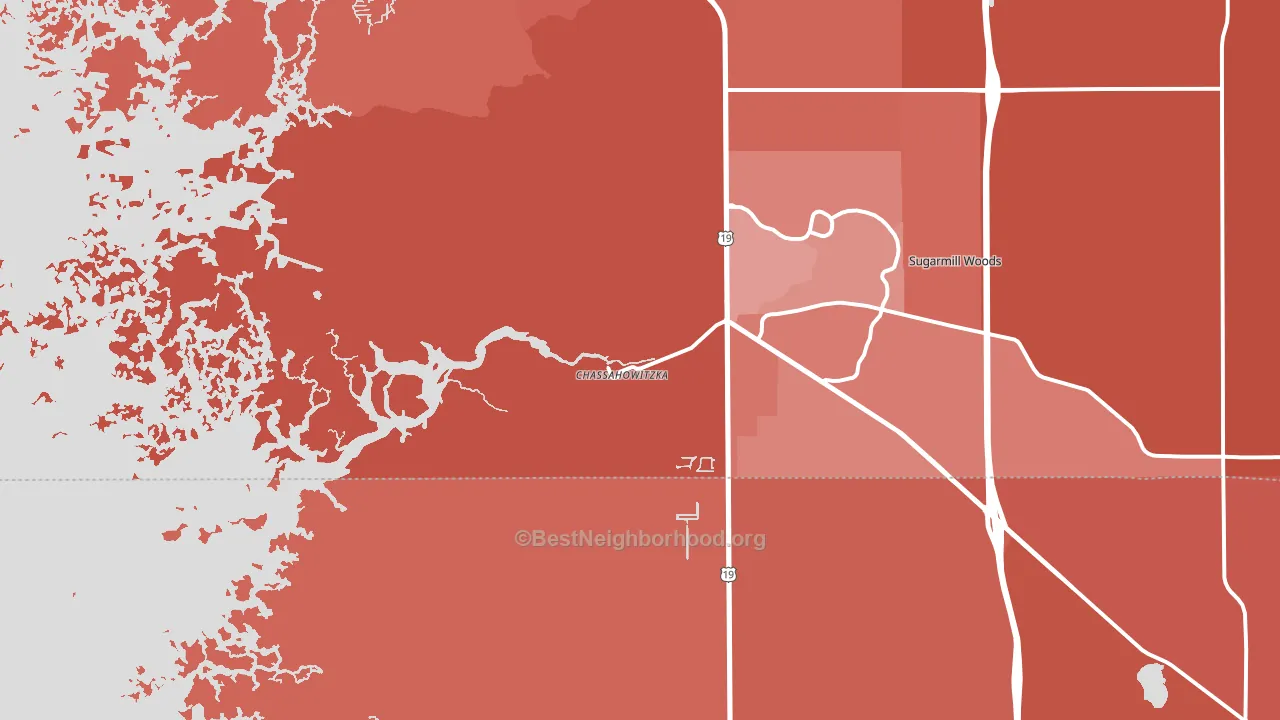Chassahowitzka, FL block-group political-lean map