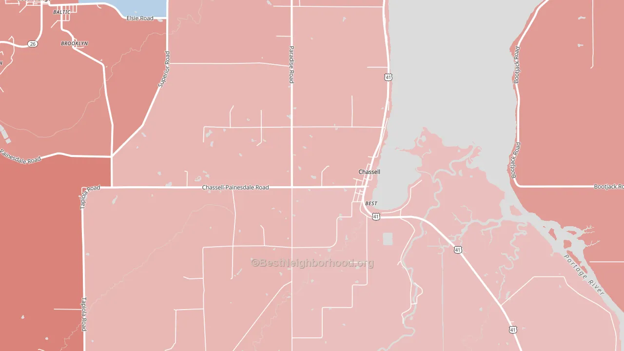 Chassell, MI block-group political-lean map