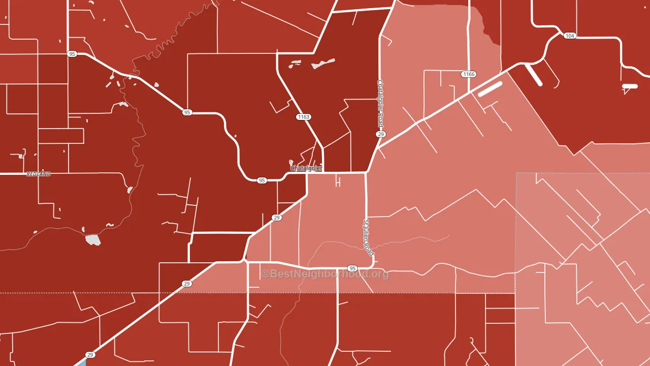 Chataignier, LA block-group political-lean map