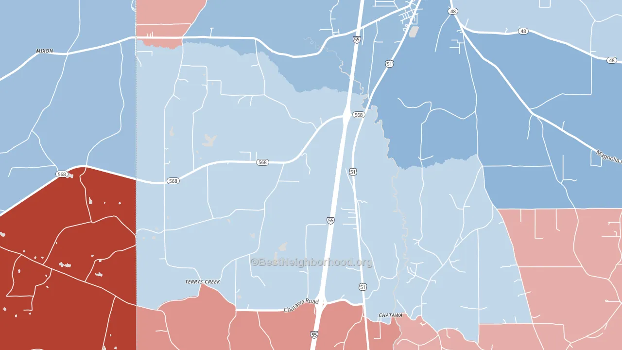Chatawa, MS block-group political-lean map