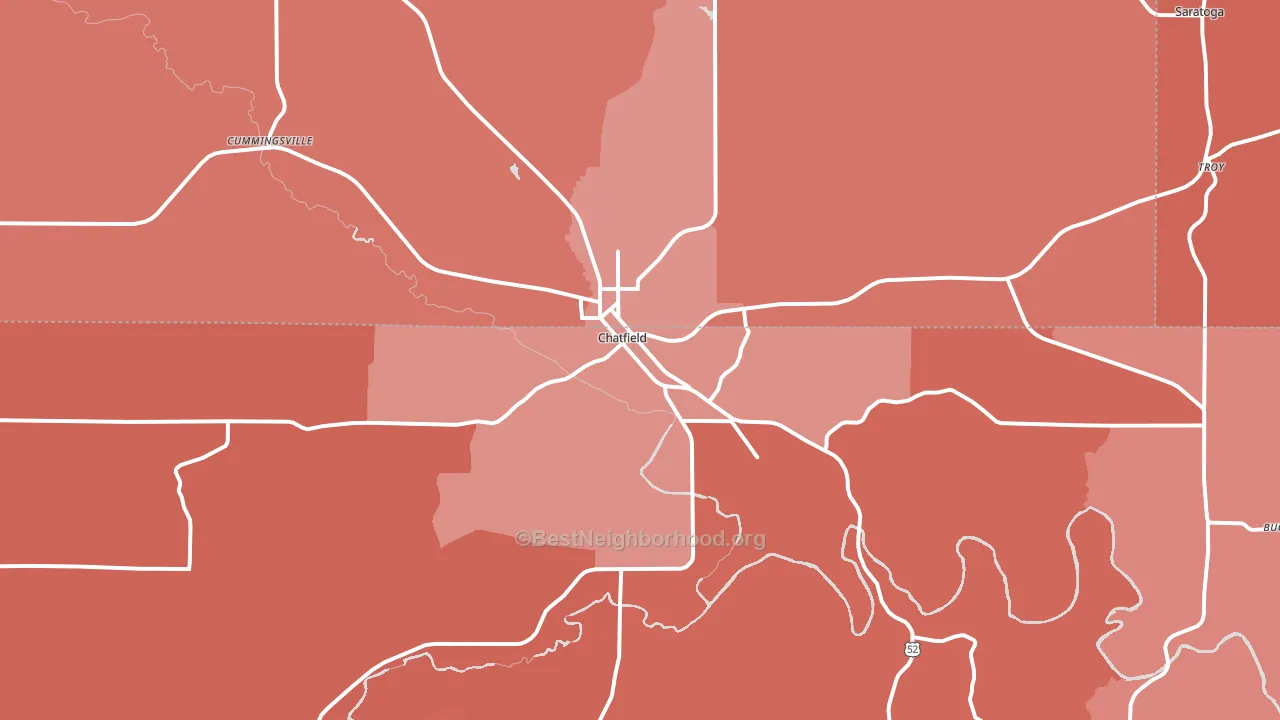 Chatfield, MN block-group political-lean map