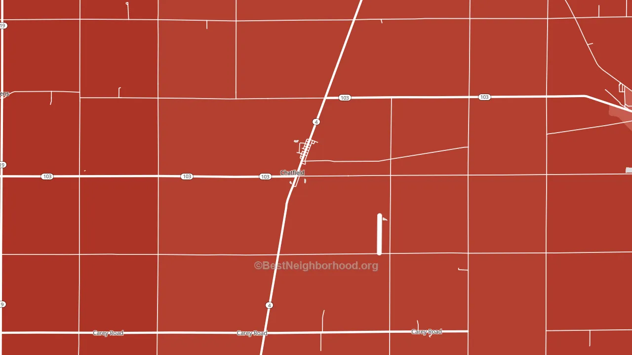 Chatfield, OH block-group political-lean map
