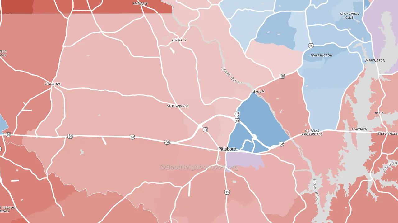 Chatham County, NC block-group political-lean map