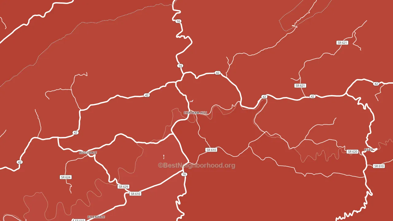 Chatham Hill, VA block-group political-lean map