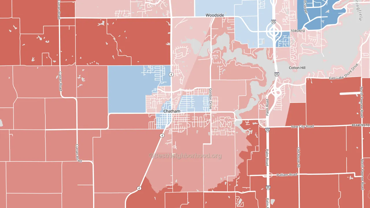 Chatham, IL block-group political-lean map