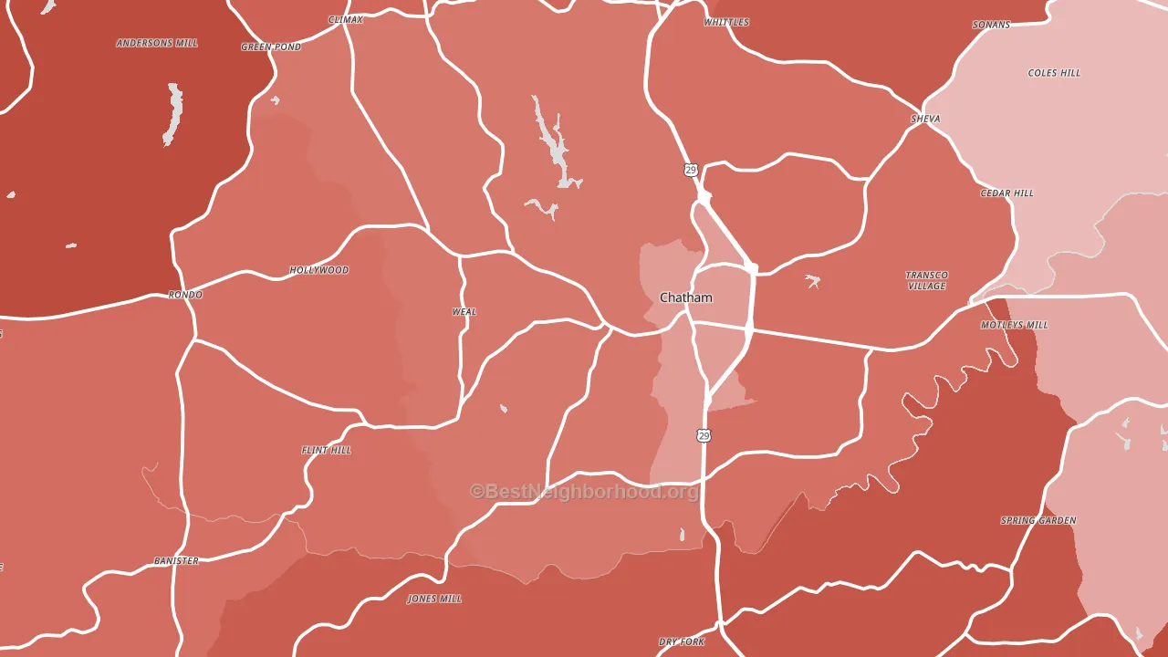 Chatham, VA block-group political-lean map