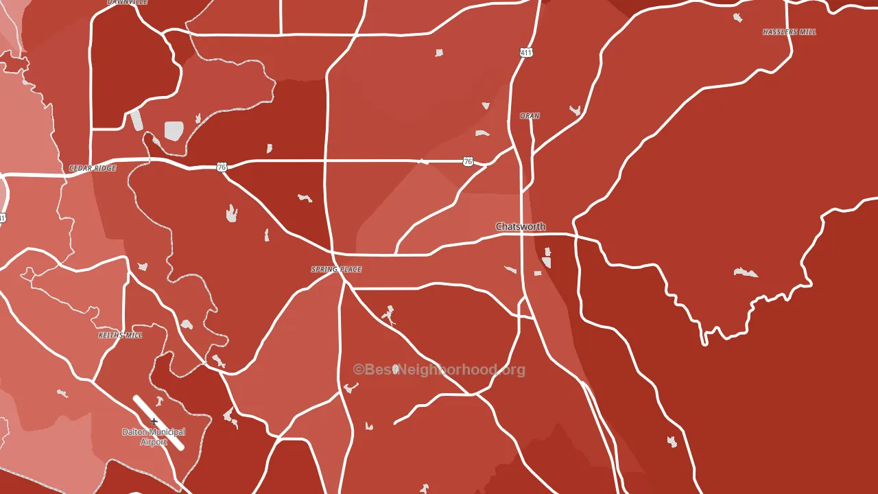 Chatsworth, GA block-group political-lean map