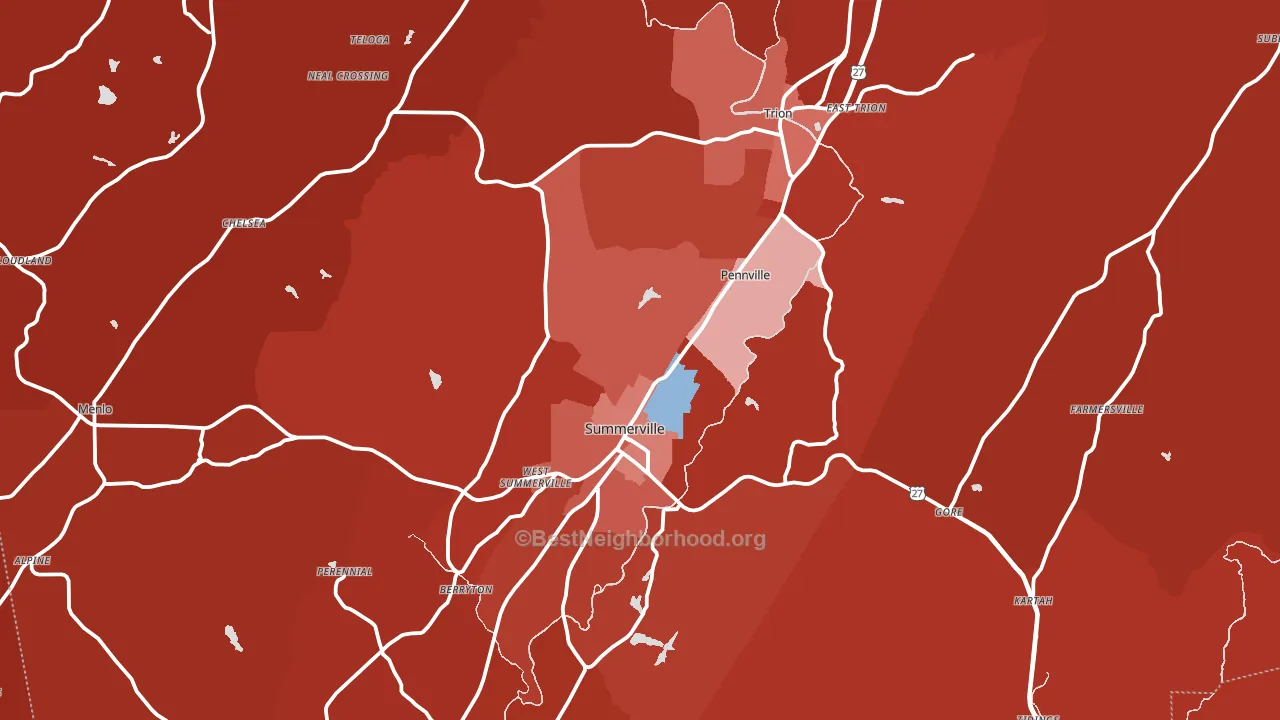 Chattooga County, GA block-group political-lean map