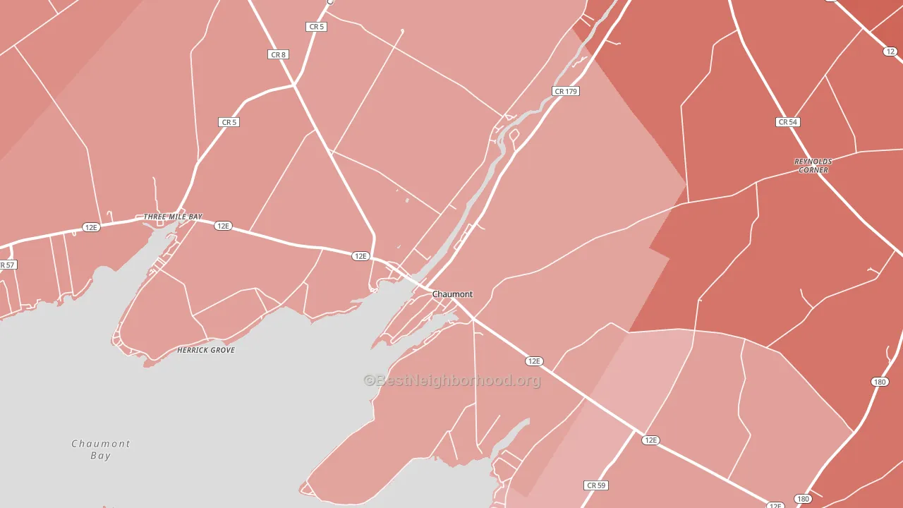 Chaumont, NY block-group political-lean map