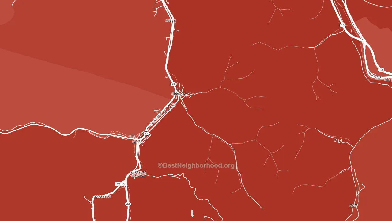 Chauncey, WV block-group political-lean map