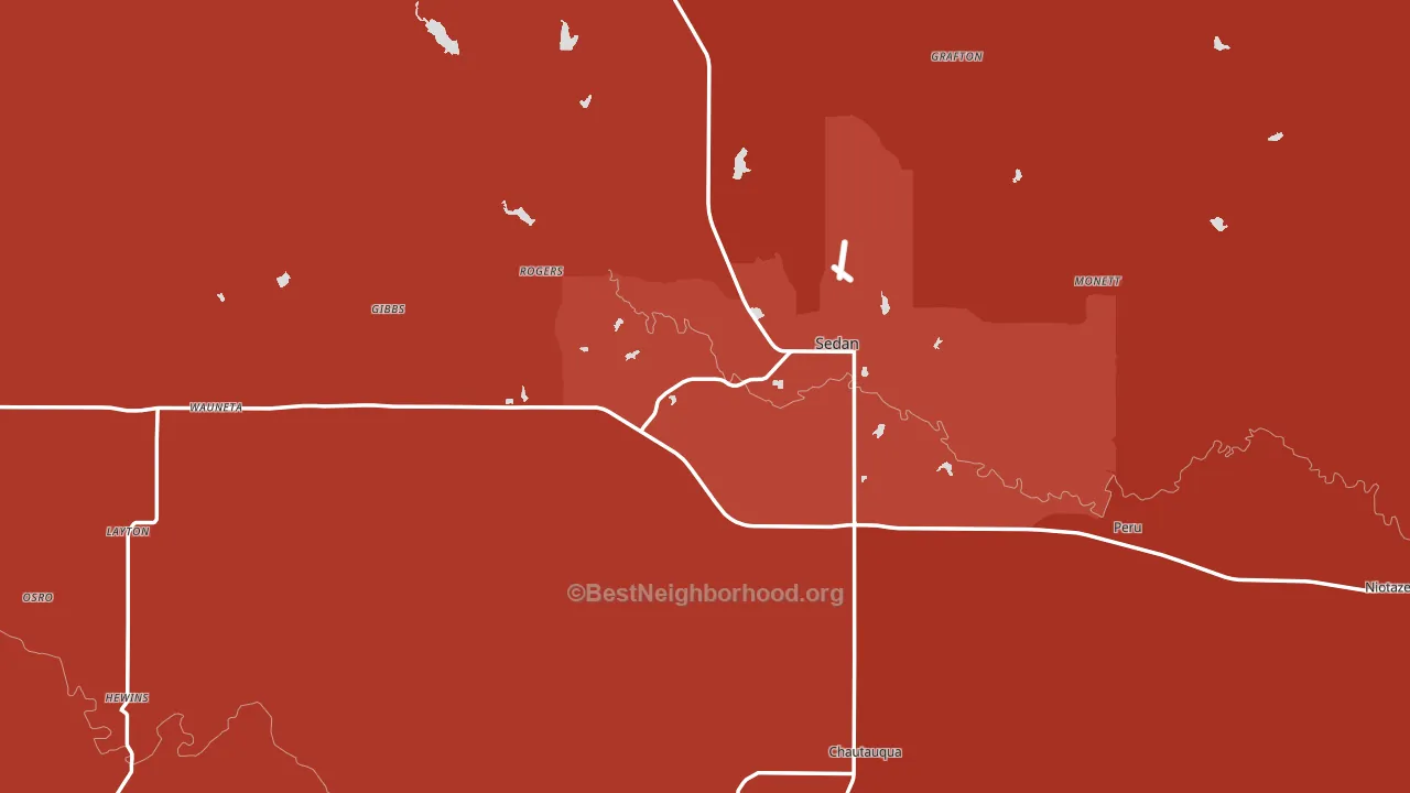 Chautauqua County, KS block-group political-lean map