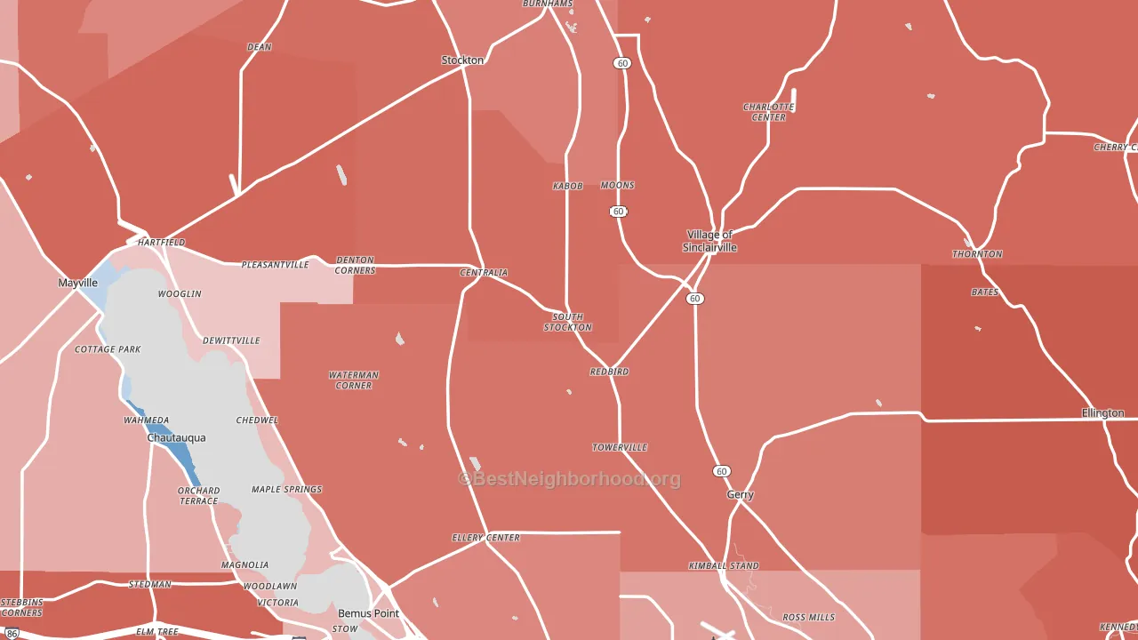 Chautauqua County, NY block-group political-lean map