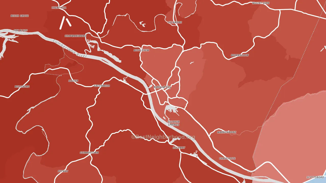Cheatham County, TN block-group political-lean map