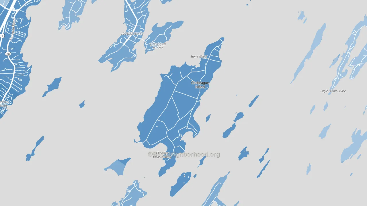 Chebeague Island, ME block-group political-lean map