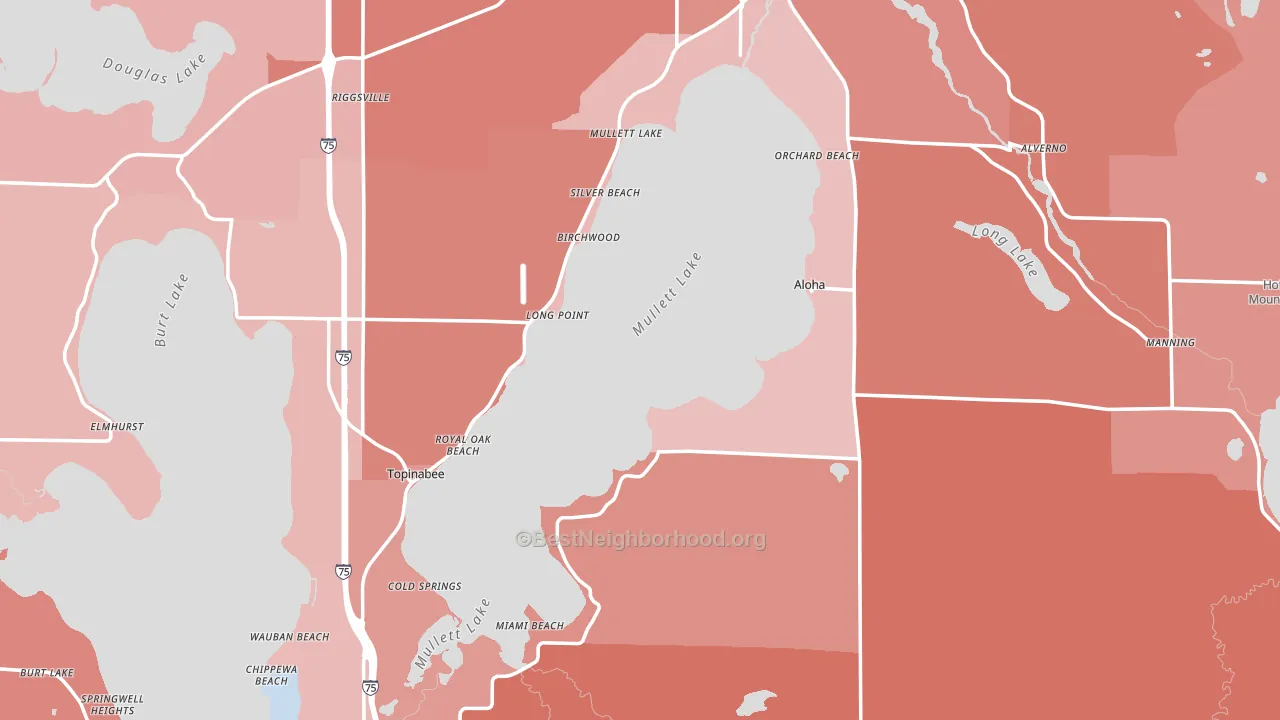 Cheboygan County, MI block-group political-lean map