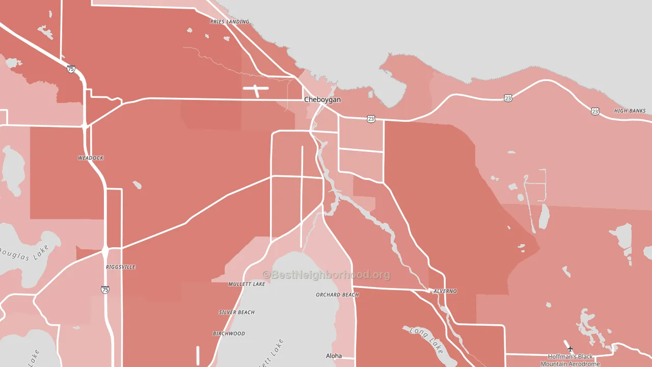 Cheboygan, MI block-group political-lean map