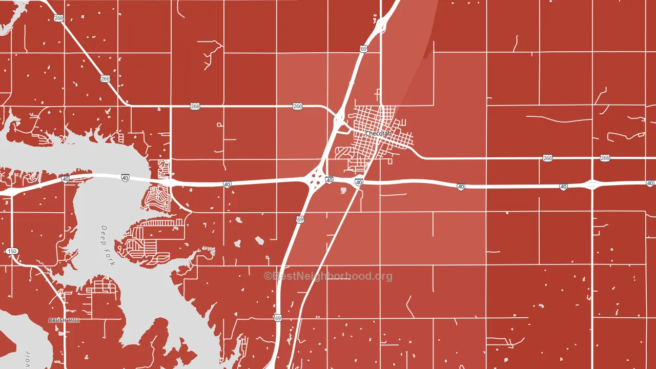 Checotah, OK block-group political-lean map