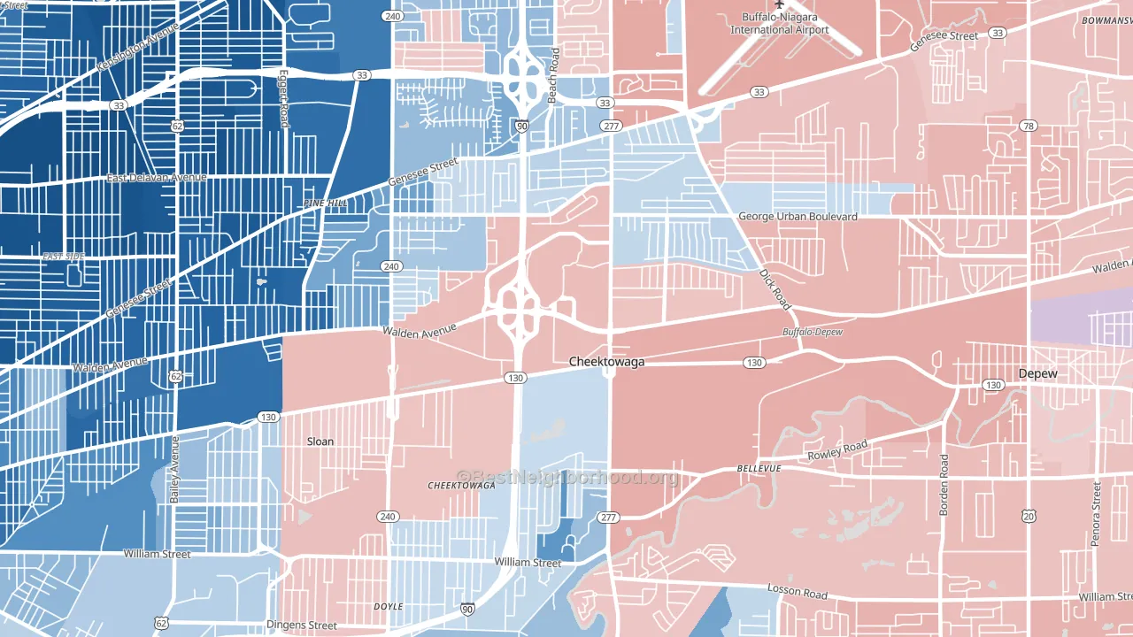 Cheektowaga, NY block-group political-lean map