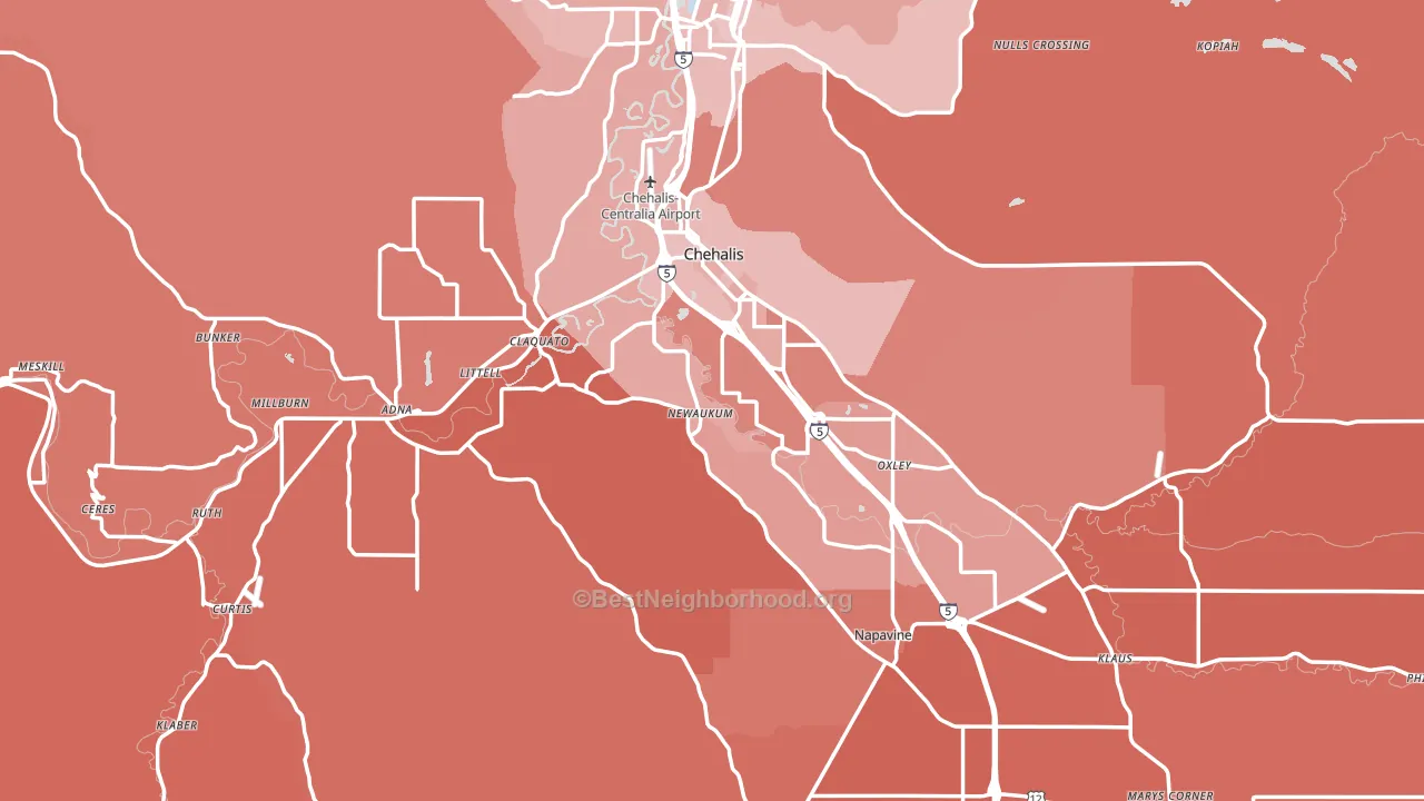 Chehalis, WA block-group political-lean map