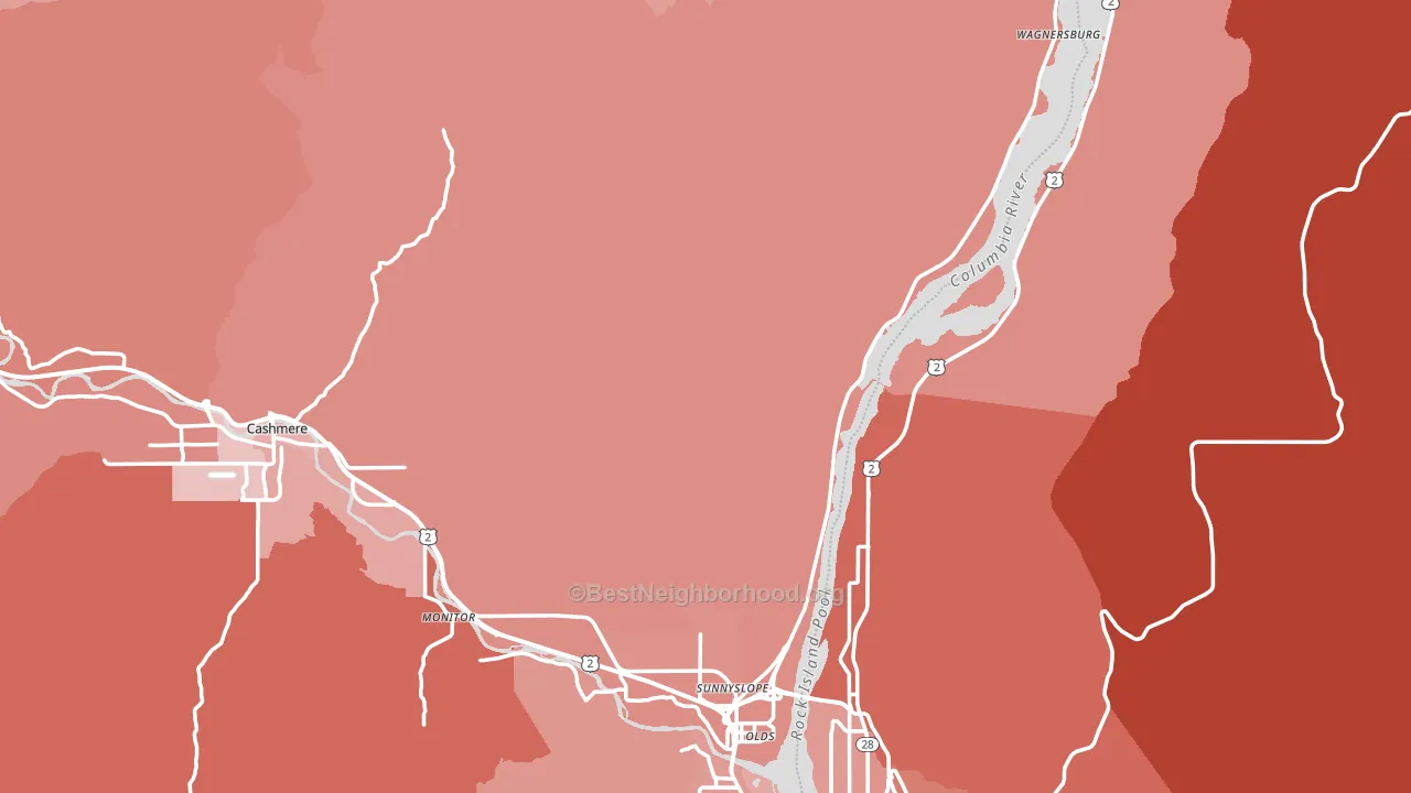 Chelan County, WA block-group political-lean map
