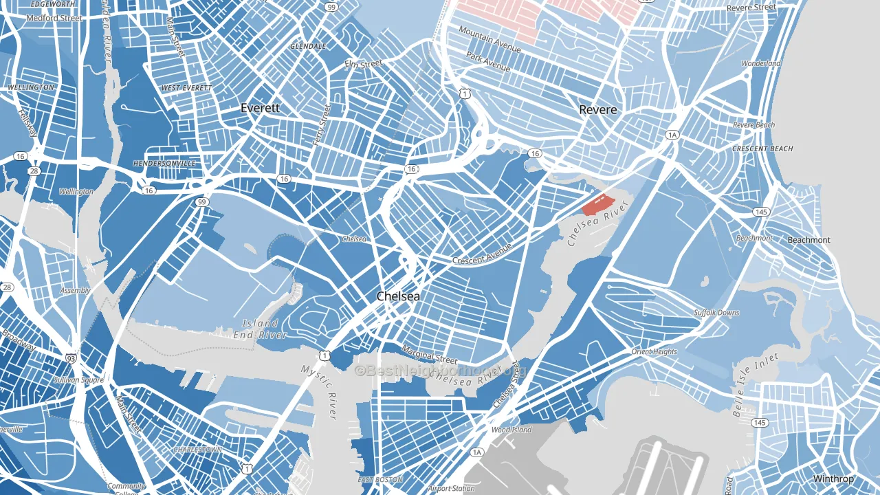 Chelsea, MA block-group political-lean map