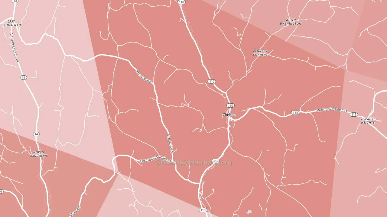 Chelsea, VT block-group political-lean map