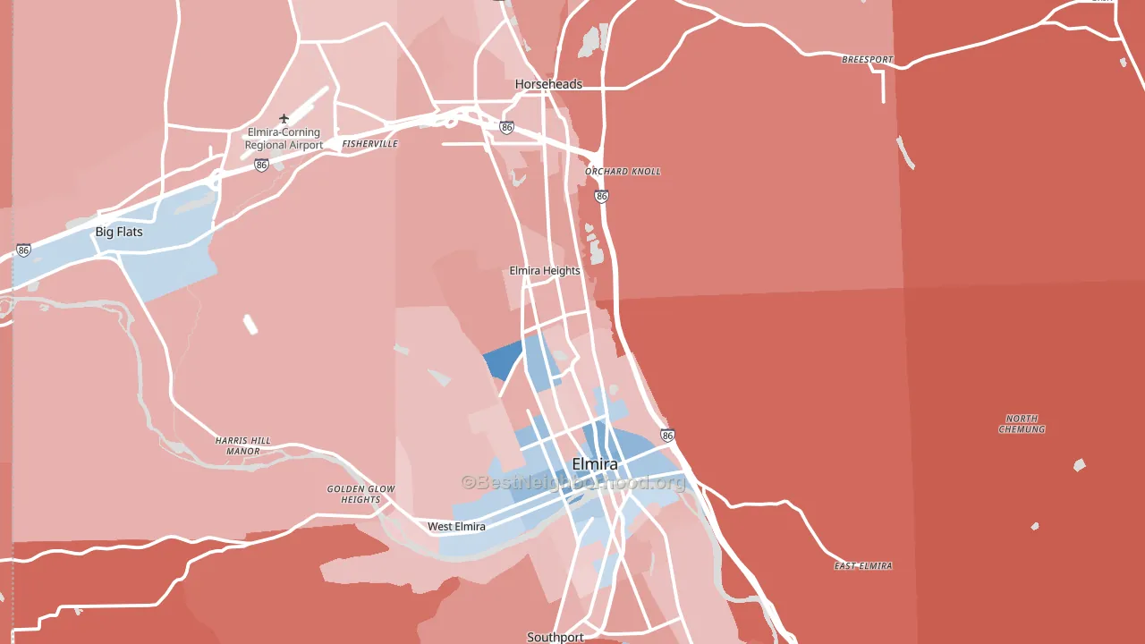 Chemung County, NY block-group political-lean map