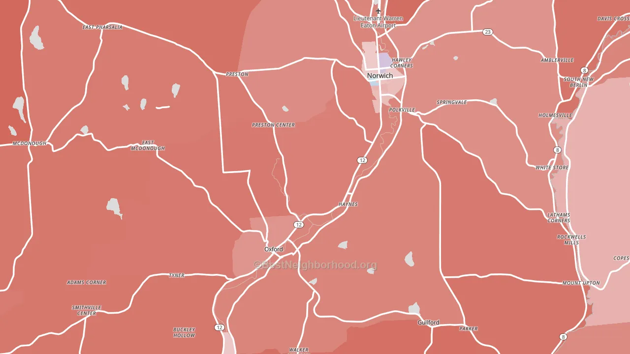 Chenango County, NY block-group political-lean map