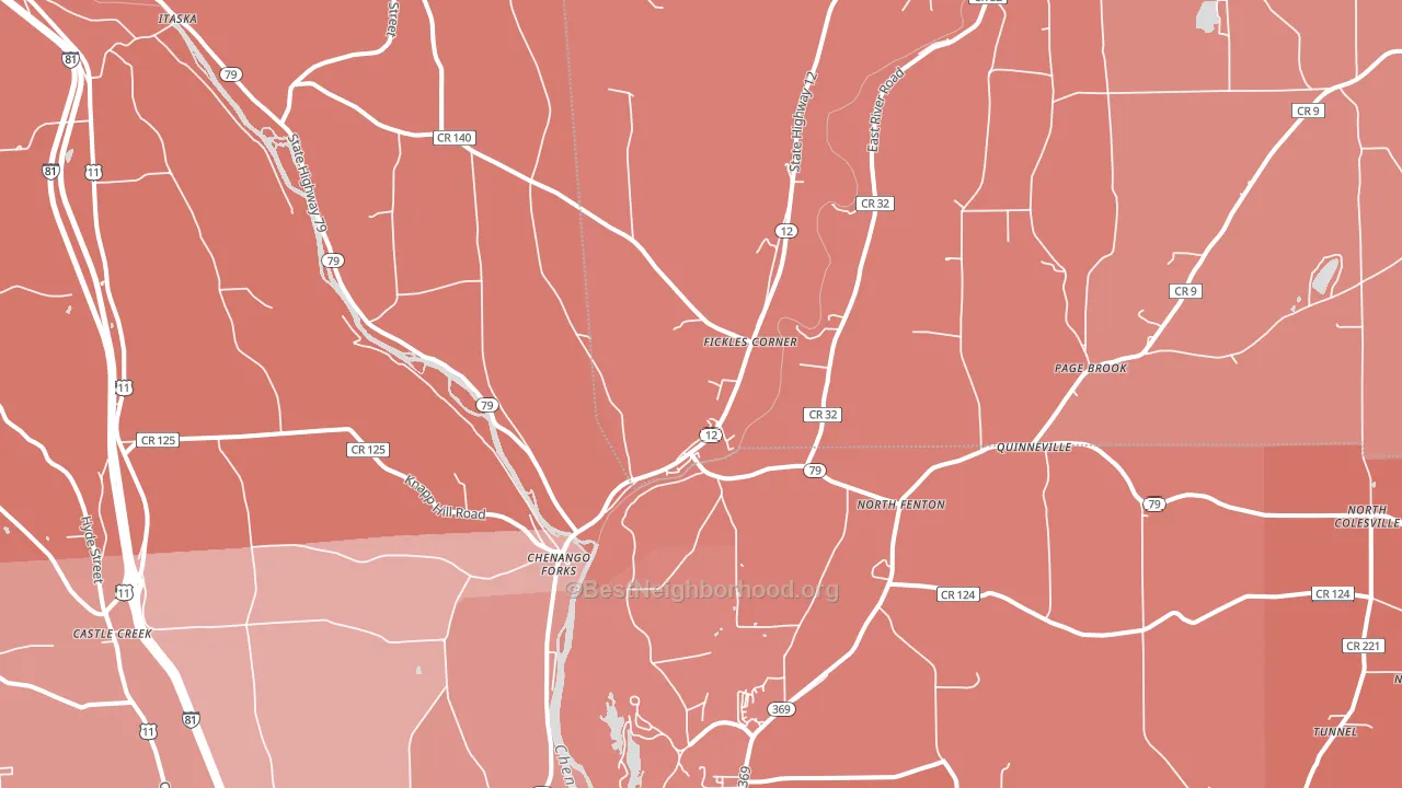 Chenango Forks, NY block-group political-lean map