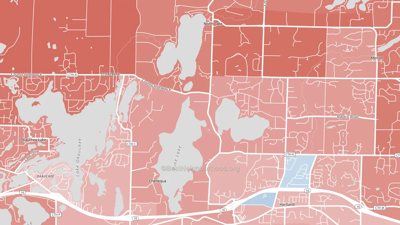 Chenequa, WI block-group political-lean map
