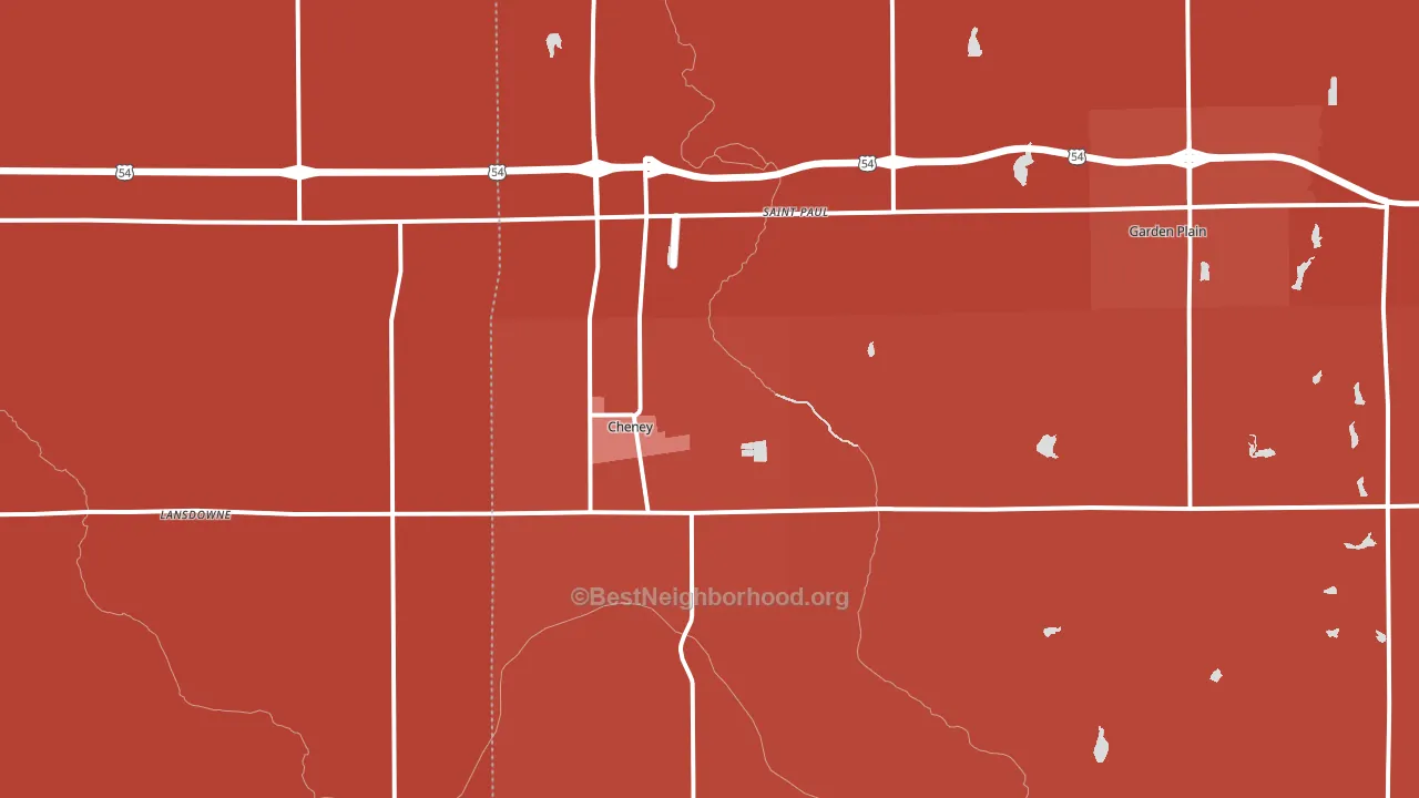 Cheney, KS block-group political-lean map