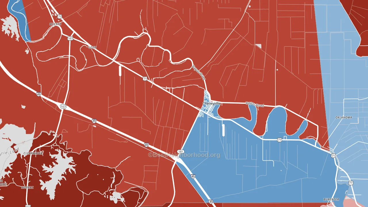 Cheneyville, LA block-group political-lean map