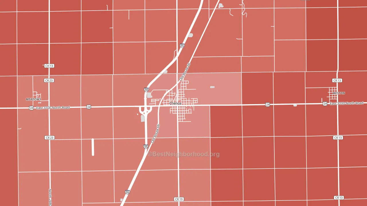 Chenoa, IL block-group political-lean map