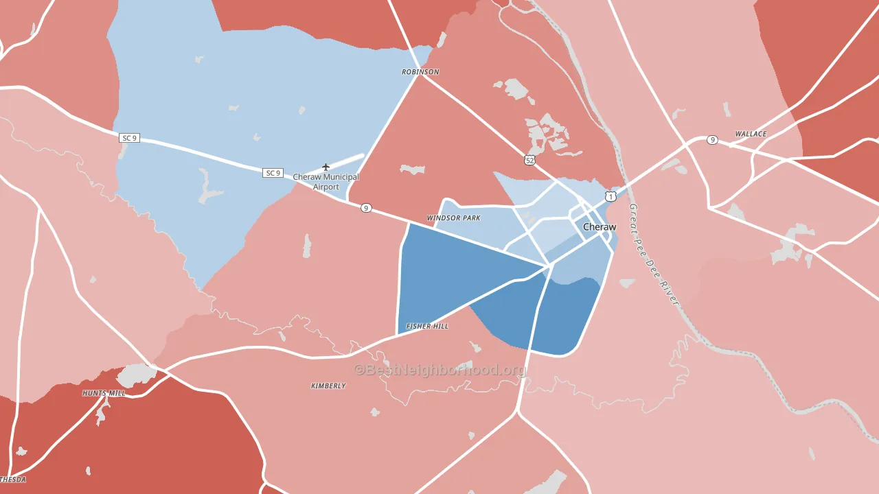 Cheraw, SC block-group political-lean map