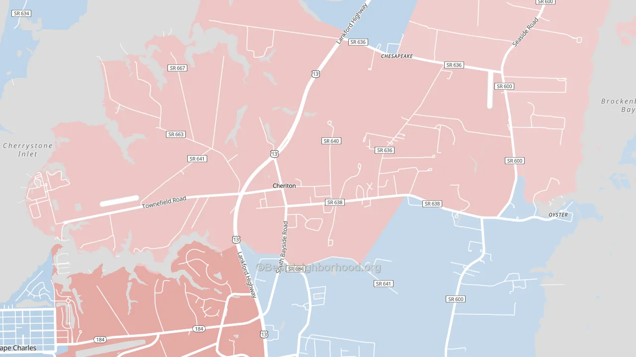 Cheriton, VA block-group political-lean map