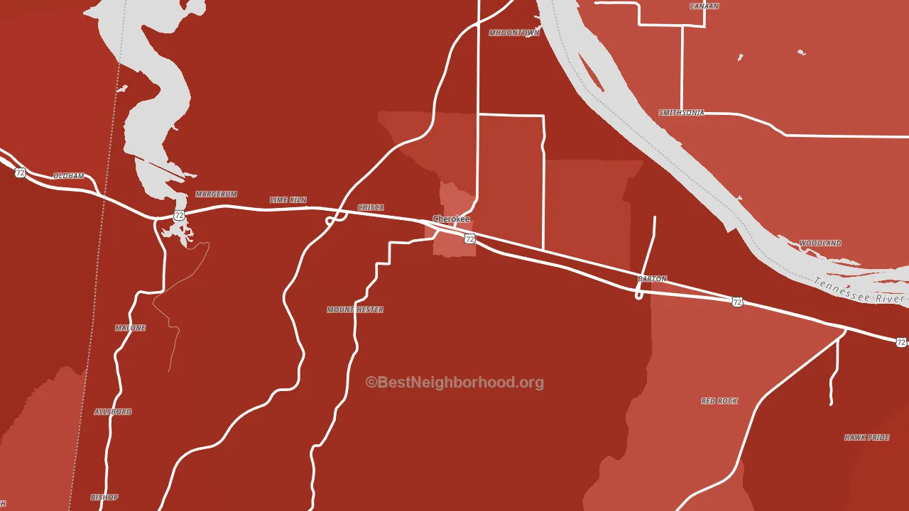 Cherokee, AL block-group political-lean map