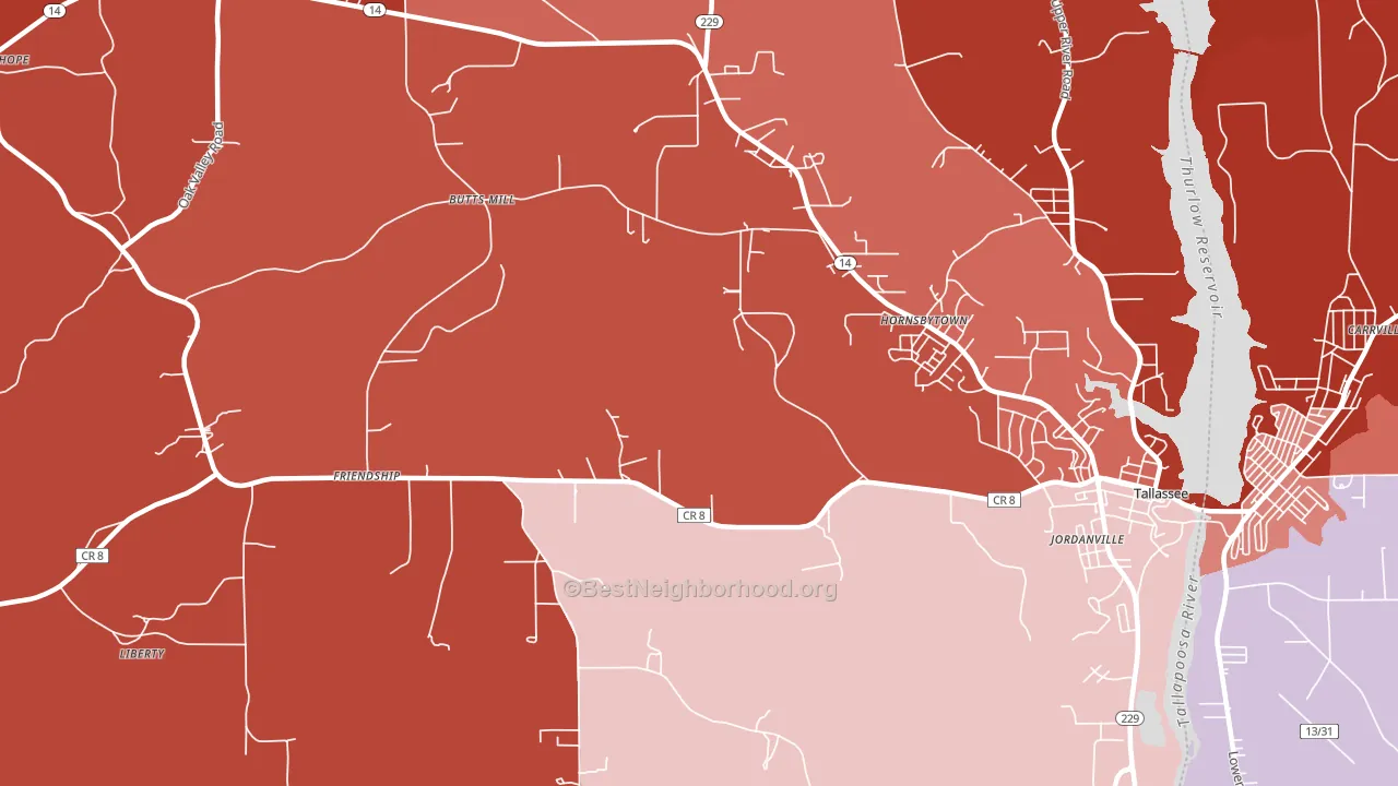 Cherokee Bluffs, AL block-group political-lean map