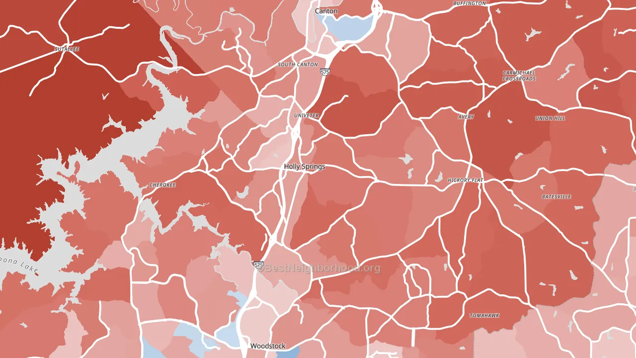 Cherokee County, GA block-group political-lean map