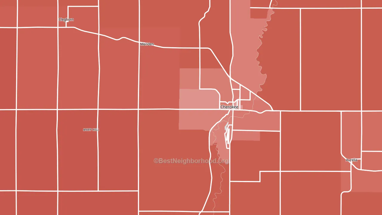 Cherokee County, IA block-group political-lean map
