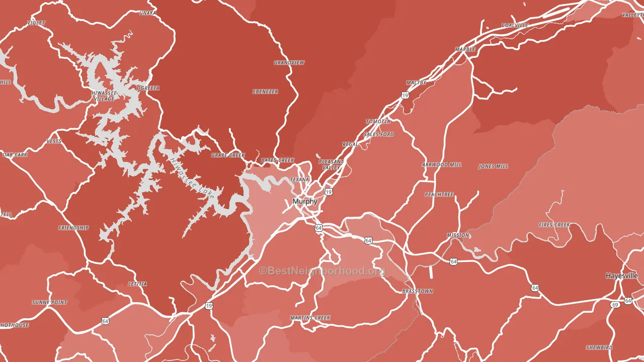 Cherokee County, NC block-group political-lean map