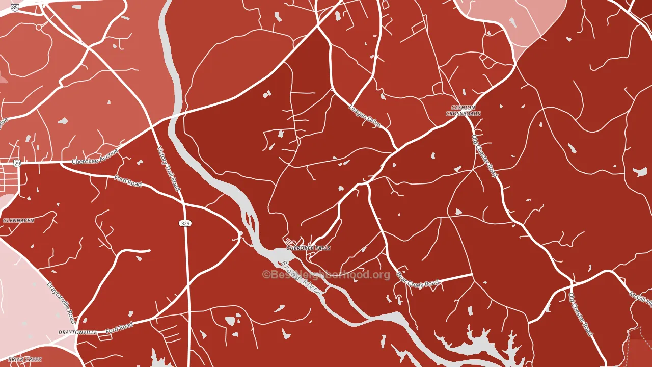 Cherokee Falls, SC block-group political-lean map