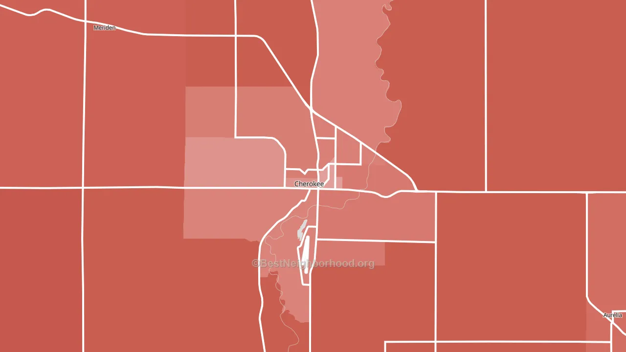 Cherokee, IA block-group political-lean map