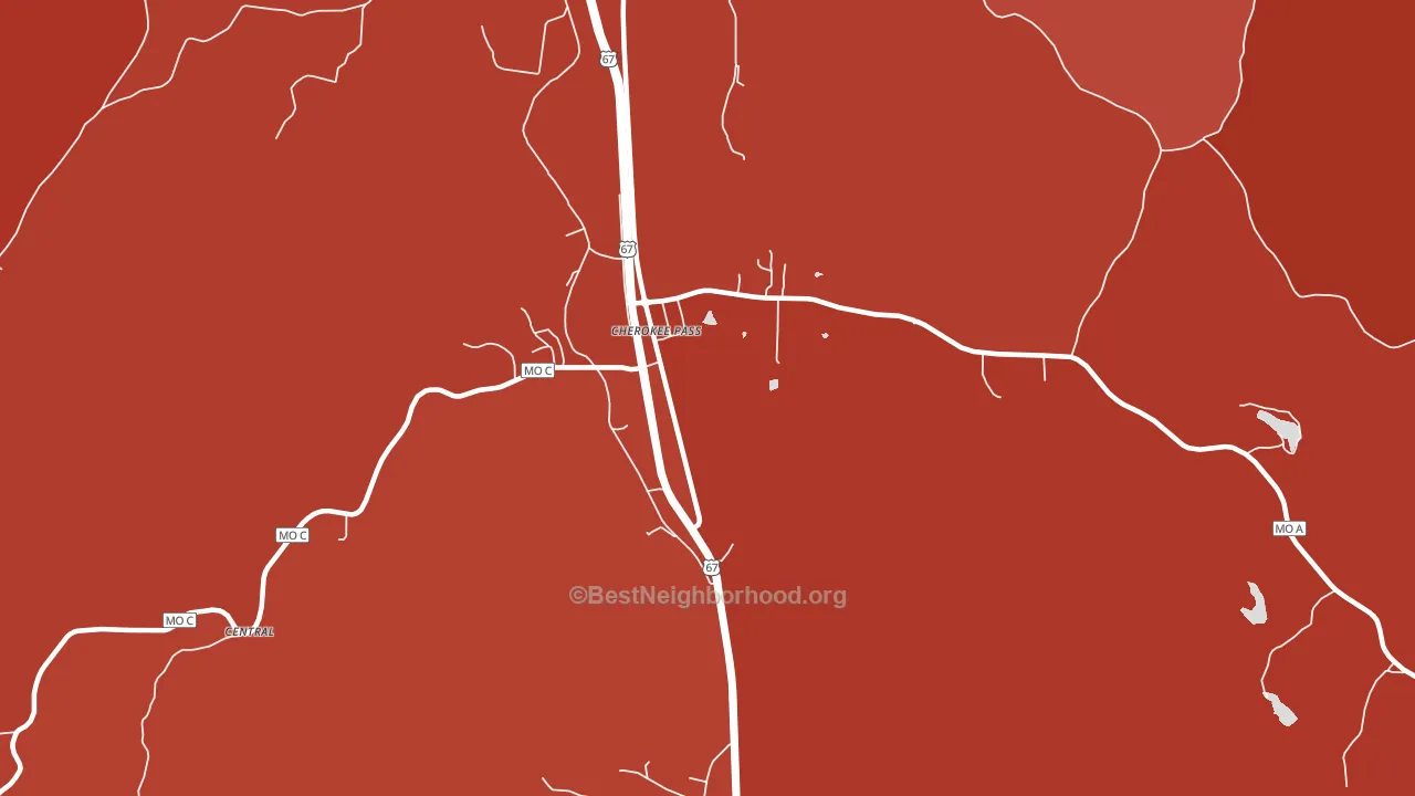 Cherokee Pass, MO block-group political-lean map